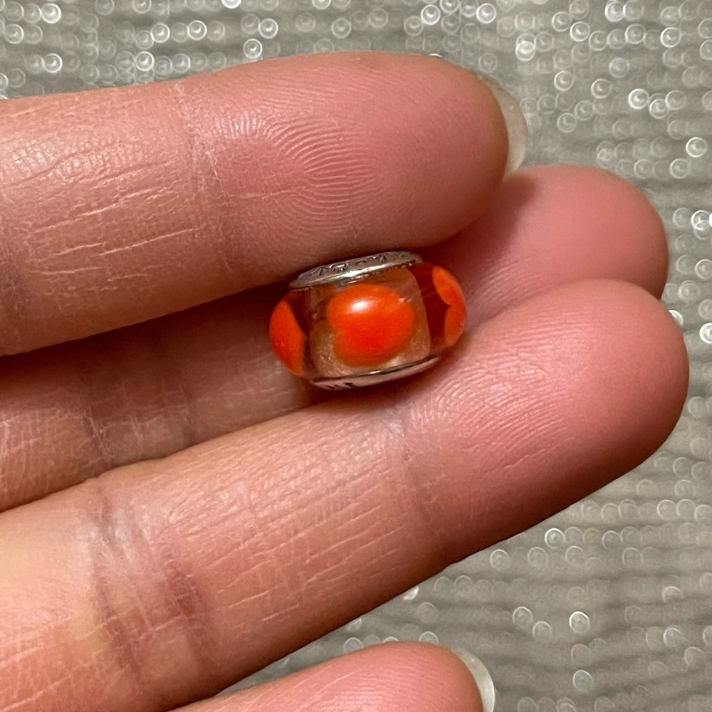 Retired Pandora Murano Glass Bead Charm with Multiple Red Hearts ❤️